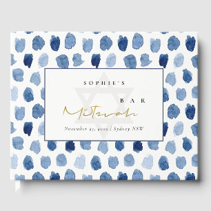GOLD BLUE INDIGO WATERVERF STIP BAR BAT MITZVAH GASTENBOEK