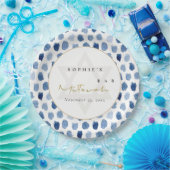 GOLD BLUE INDIGO WATERVERF STIP BAR BAT MITZVAH PAPIEREN BORDJE (Feest)