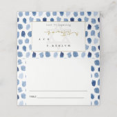 GOLD BLUE INDIGO WATERVERF STIP BAR BAT MITZVAH PLAATSKAARTJE (Buitenkant ongevouwen)