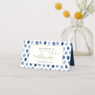 GOLD BLUE INDIGO WATERVERF STIP BAR BAT MITZVAH PLAATSKAARTJE