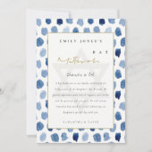 GOLD BLUE INDIGO WATERVERF STIPPEN BBT BAR MITZVAH BEDANKKAART (Voorkant)