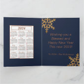 Gold Blue juicht op de nieuwjaarsfoto Kaart (Binnen)