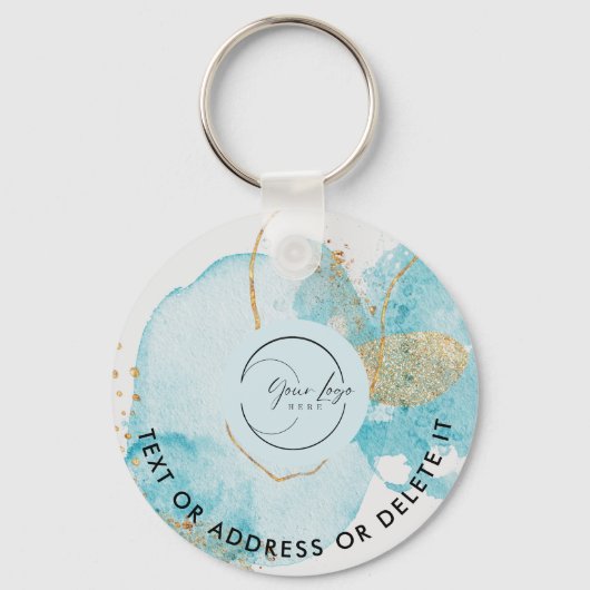 Gold Blue Lake Logo & QR Code Company Sleutelhange Sleutelhanger (Voorkant)