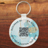 Gold Blue Lake Logo & QR Code Company Sleutelhange Sleutelhanger (Achterkant)