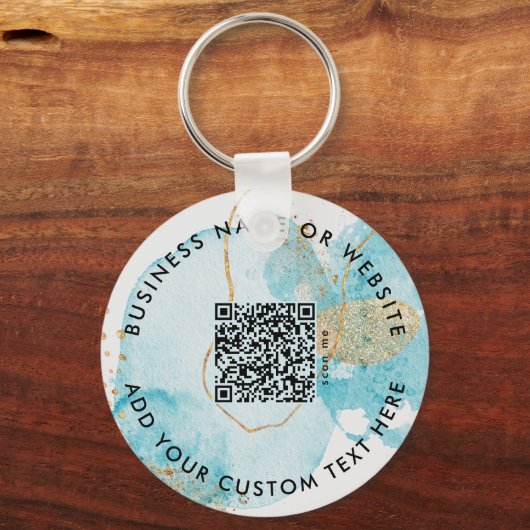 Gold Blue Lake Logo & QR Code Company Sleutelhange Sleutelhanger (Achterkant)