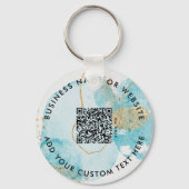 Gold Blue Lake Logo & QR Code Company Sleutelhange Sleutelhanger (Achterkant)