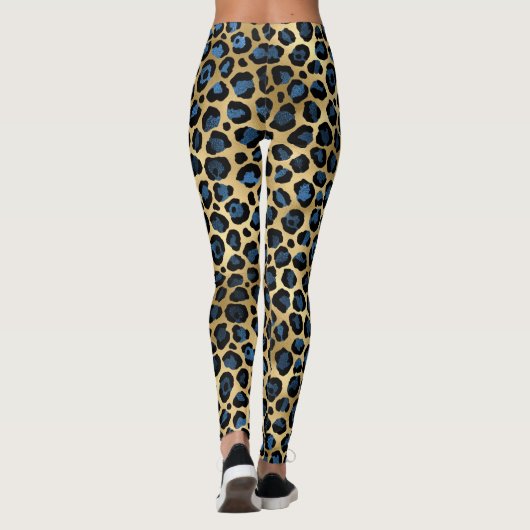 Gold Blue Leopard Leggings (Achterkant)