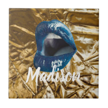 Gold Blue Lips Makeup Beauty Custom Personated C