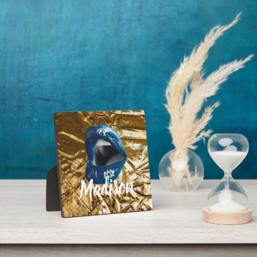 Gold Blue Lips Makeup Beauty Custom Personated P Fotoplaat (Insitu)