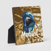 Gold Blue Lips Makeup Beauty Custom Personated P Fotoplaat (Voorkant)