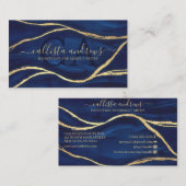 Gold Blue Marble Signature Script Makeup Hair Busi Visitekaartje (Voorkant / Achterkant)
