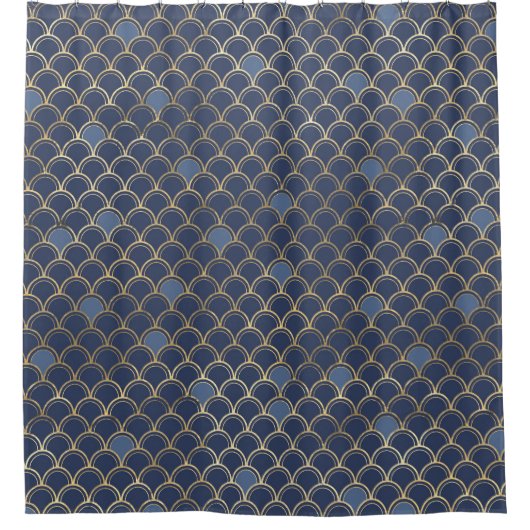 Gold Blue Mermaid Douchegordijn (Voorkant)