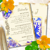 Gold Blue Mexican Baroque Hummingbird Wedding Encl Informatiekaartje
