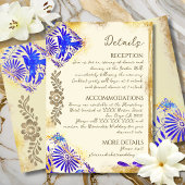 Gold Blue Mexican Baroque Hummingbird Wedding Encl Informatiekaartje