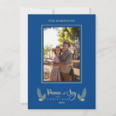 Gold Blue-minimalistische camera kerstfoto's (Voorkant)