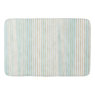 Gold Blue Mint White Beachy Waterverf Stripes   Badmat