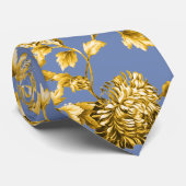 Gold & Blue Modern  botanische tuinbouw Stropdas (Opgerold)