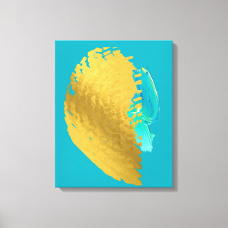 Gold Blue Modern Stretted Canvas afdrukken