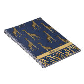 Gold Blue Name Giraffe Tiger Elegant Chic Stylish Notitieboek (Rechterzijde)