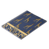 Gold Blue Name Giraffe Tiger Elegant Chic Stylish Notitieboek (Linkerzijde)
