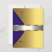 Gold Blue Navy Invite 50e verjaardag Kaart (Achterkant)
