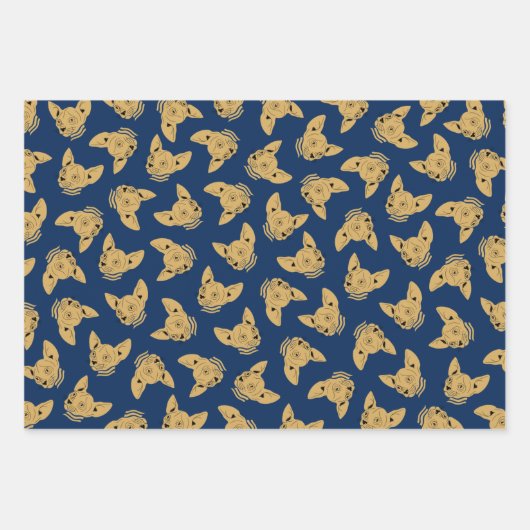 Gold Blue Navy Sphynx Cat Inpakpapier Vel (Voorkant 2)