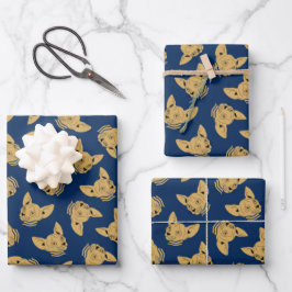 Gold Blue Navy Sphynx Cat Inpakpapier Vel