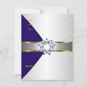 Gold Blue Navy White Invite 50e verjaardag Kaart (Achterkant)
