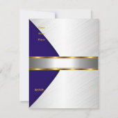 Gold Blue Navy White Invite 50e verjaardag Kaart (Achterkant)