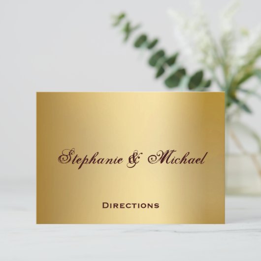 Gold Blue Ocean Wedding Directions Card Informatiekaartje (Staand voorkant)