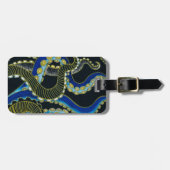 Gold Blue Octopus Tentacles Grey Black Art Bagagelabel (Voorkant horizontaal)