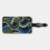 Gold Blue Octopus Tentacles Grey Black Art Bagagelabel (Achterkant horizontaal)