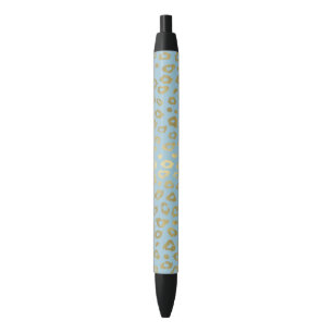 Gold Blue Ombre Leopard Print Zwarte Inkt Pen
