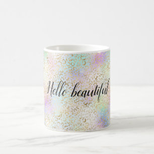 Gold Blue Paars Mint Tie-kleurstof Leopard Koffiemok