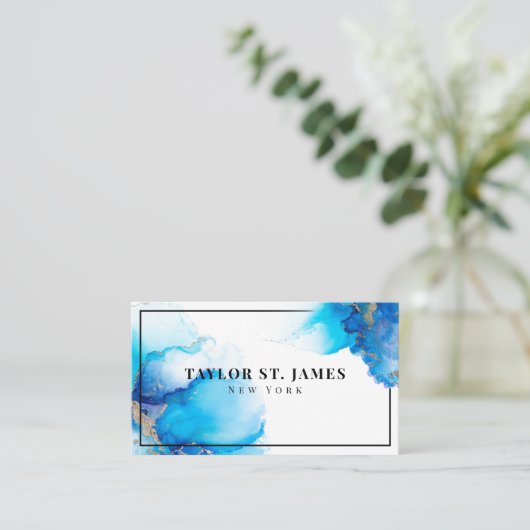 Gold Blue Painter Professional Visitekaartje (Staand voorkant)