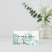 Gold Blue Painting Splatter-Waterverf Visitekaartje (Staand voorkant)