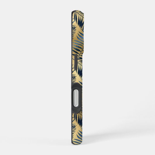 Gold Blue Palm Leaf iPhone 16 Case  Hoesje (Rechterkant)