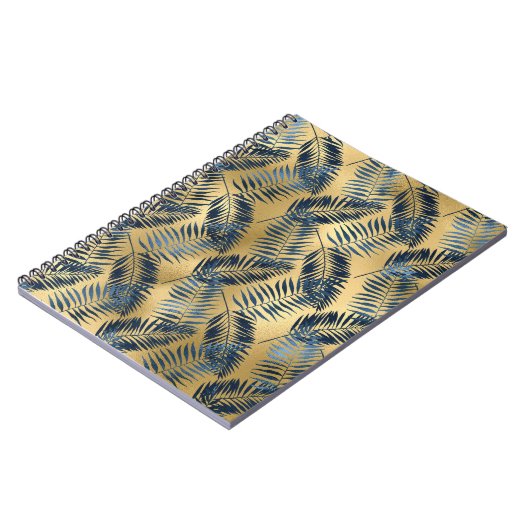 Gold Blue Palm Leaf Journal  Notitieboek (Linkerzijde)