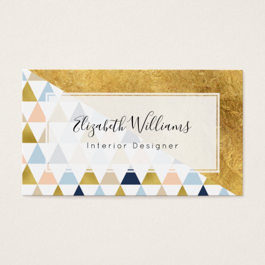 Gold Blue Peach Interior Designer Visitekaartjes (Voorkant)