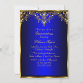 Gold Blue Pearl  Glamor Quinceanera Kaart (Achterkant)