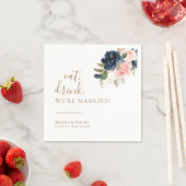 Gold Blue Pink Eat Drink We zijn getrouwd Servet (Insitu)