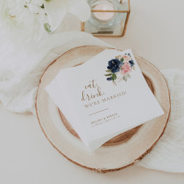 Gold Blue Pink Eat Drink We zijn getrouwd Servet