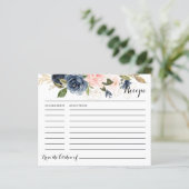 Gold Blue Pink Floral Vrijgezellenfeest Recipe Kaa (Staand voorkant)