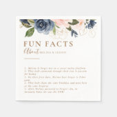 Gold Blue Pink Flowers Trivia Facts Weddenschap Servet (Voorkant)