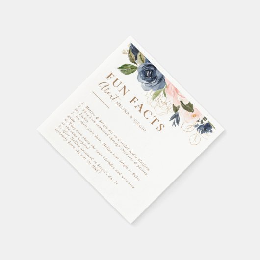 Gold Blue Pink Flowers Trivia Facts Weddenschap Servet (Hoek)