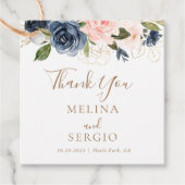 Gold Blue Pink Flowers Weddenschap Hartelijk dank Bedankjes Labels (Voorkant)