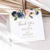 Gold Blue Pink Flowers Weddenschap Hartelijk dank Bedankjes Labels
