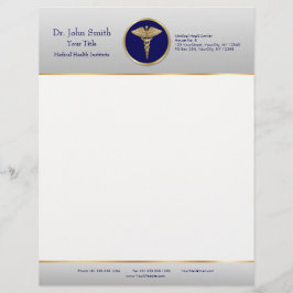 Gold Blue Professional Caduceus Briefhoofd