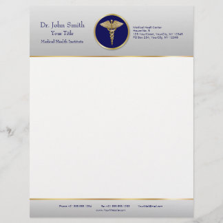 Gold Blue Professional Caduceus Briefhoofd