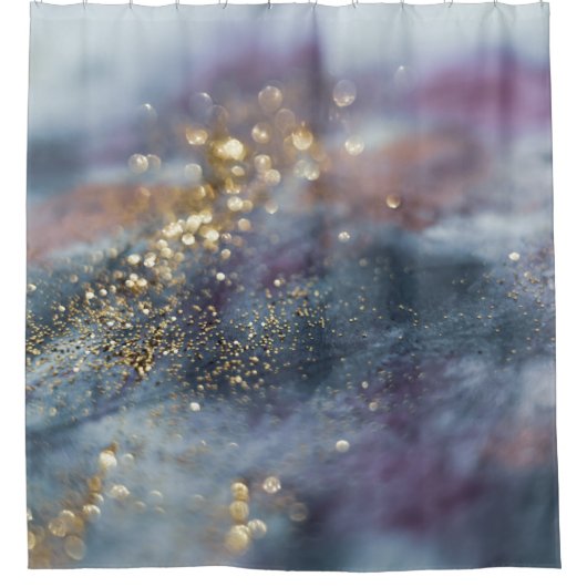 Gold Blue Purple Glitter Glam 1 Douchegordijn (Voorkant)